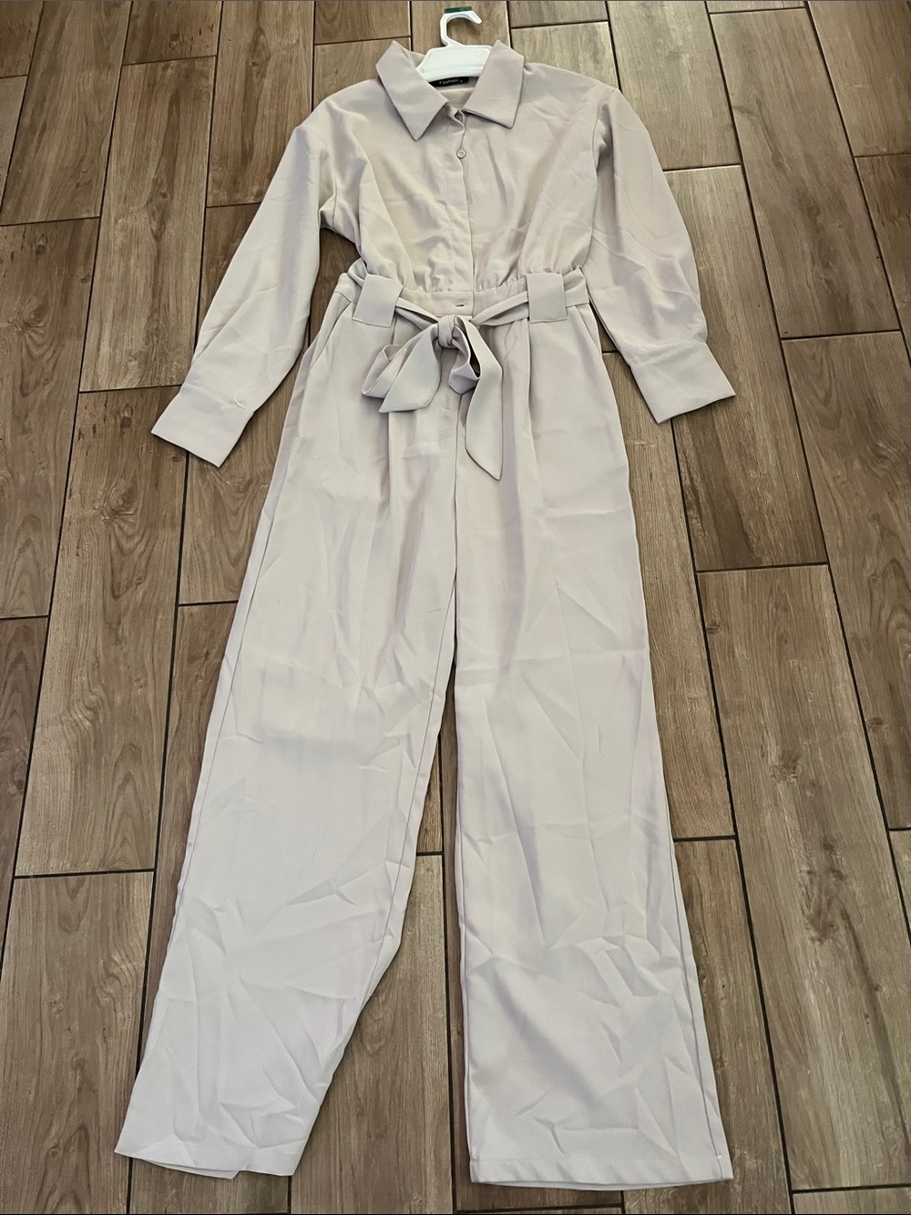 Beige polyester jumpsuit